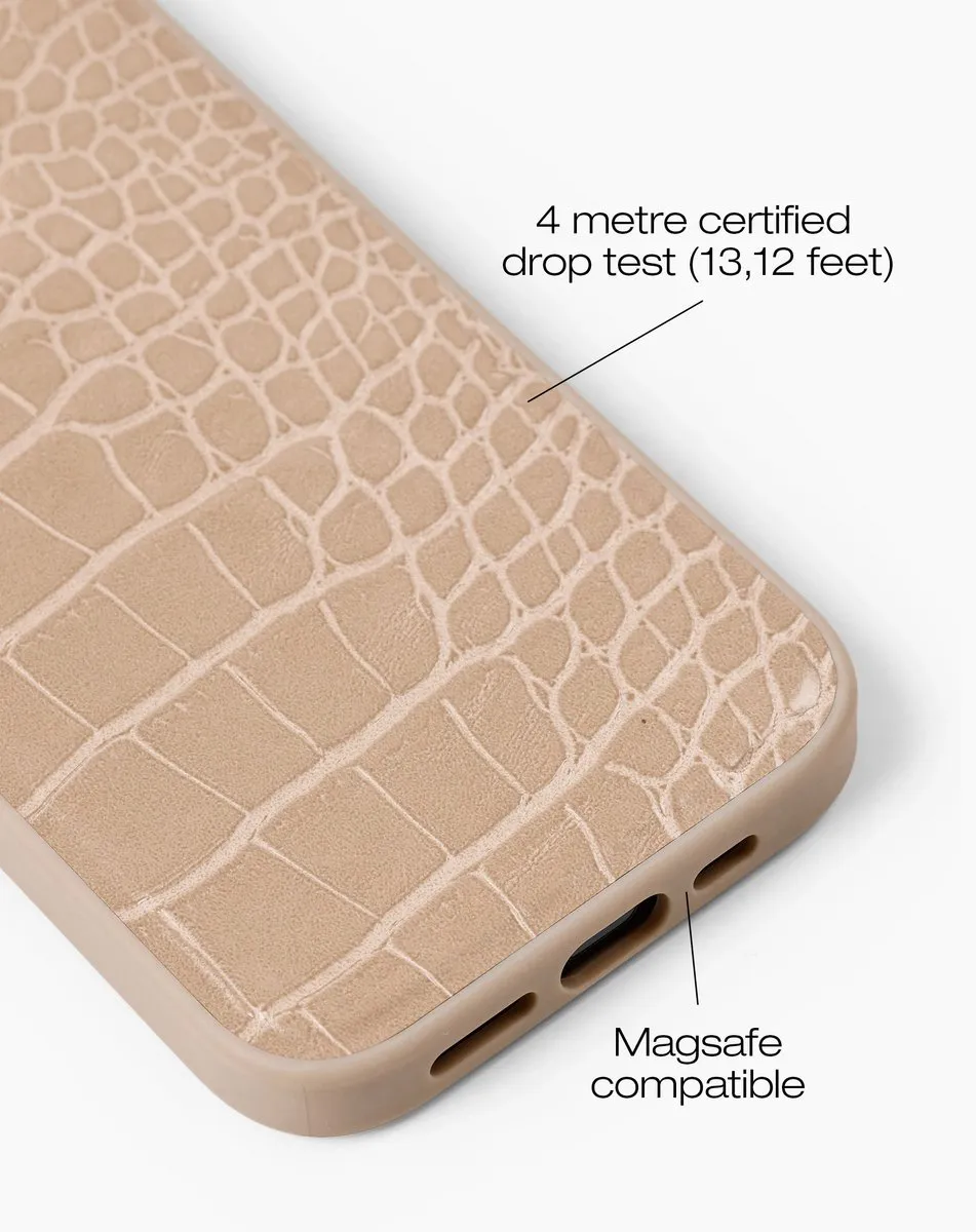 iDeal of Sweden iPhone 15 Pro Vegan Leather Case MagSafe Warm Beige Croco - IDVLCMS-I2361P-456 - afbeelding 4 van 6