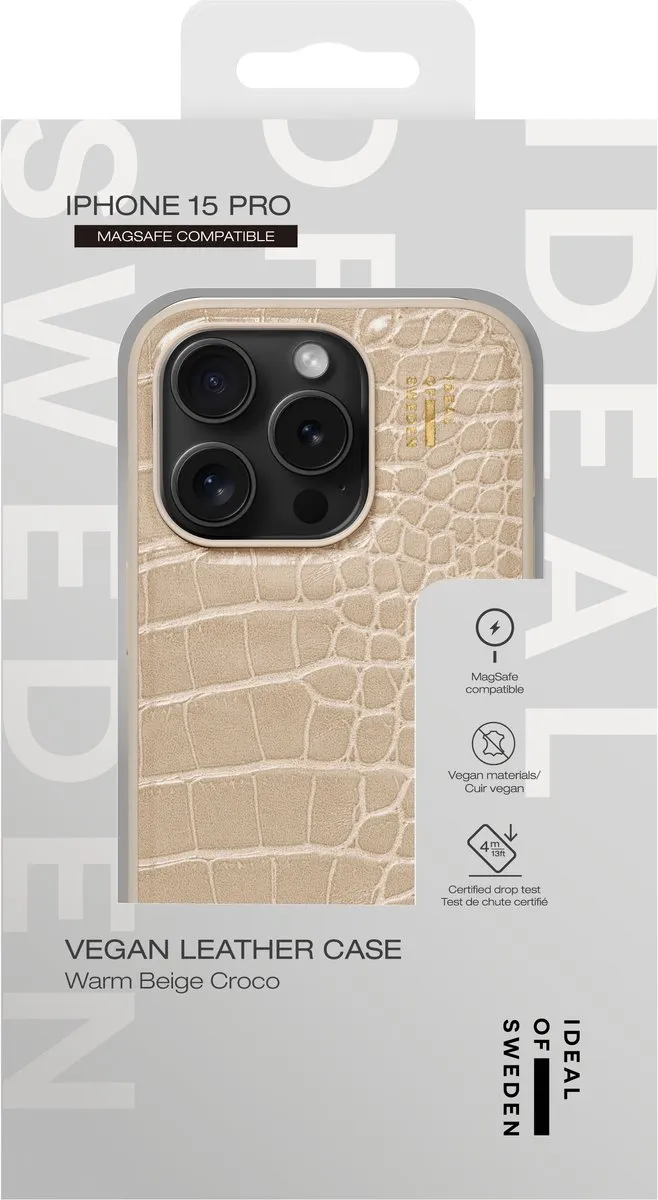 iDeal of Sweden iPhone 15 Pro Vegan Leather Case MagSafe Warm Beige Croco