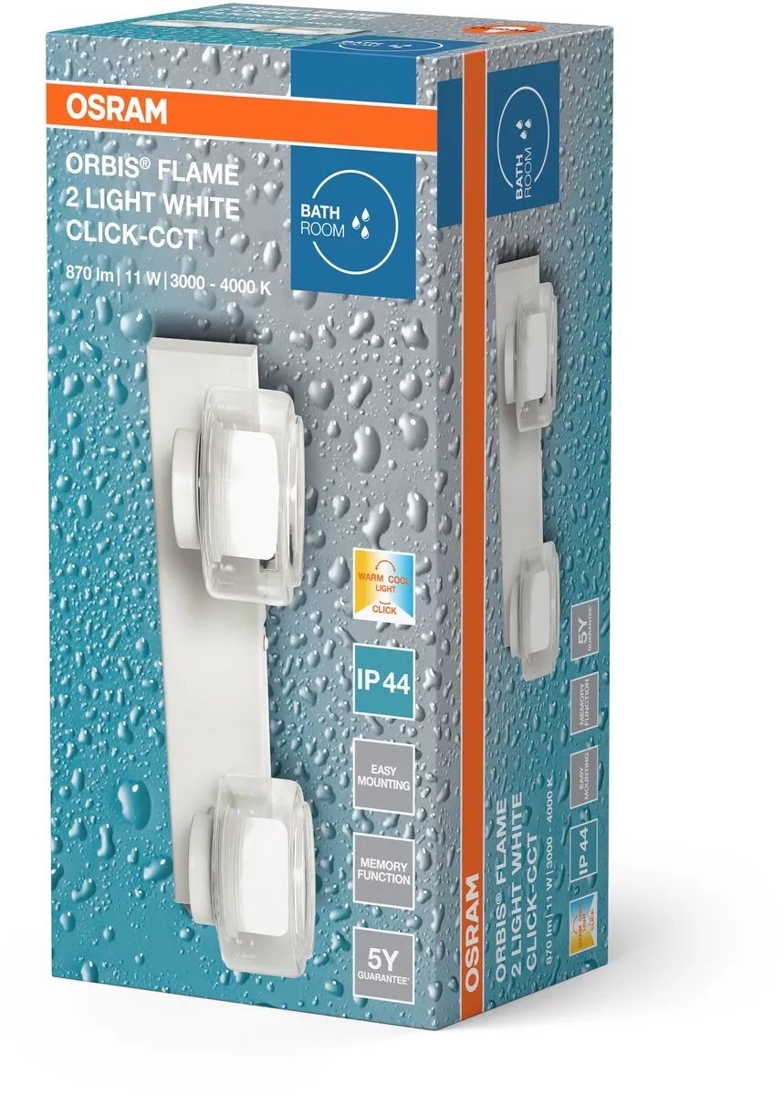 Osram Orbis Flame Wandlamp LED 11W 700lm Instelbaar Wit IP44