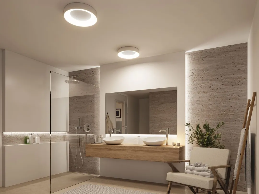 Paulmann Casca LED Plafondlamp IP44 - 2100lm 3000K - Ø40cm Alu mat