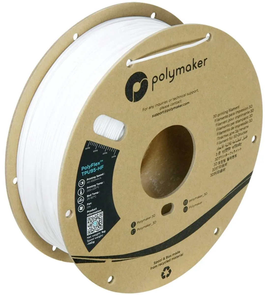 Polymaker PD03002 TPU95-HF Filament 1.75mm - 1000g - Kleurloos