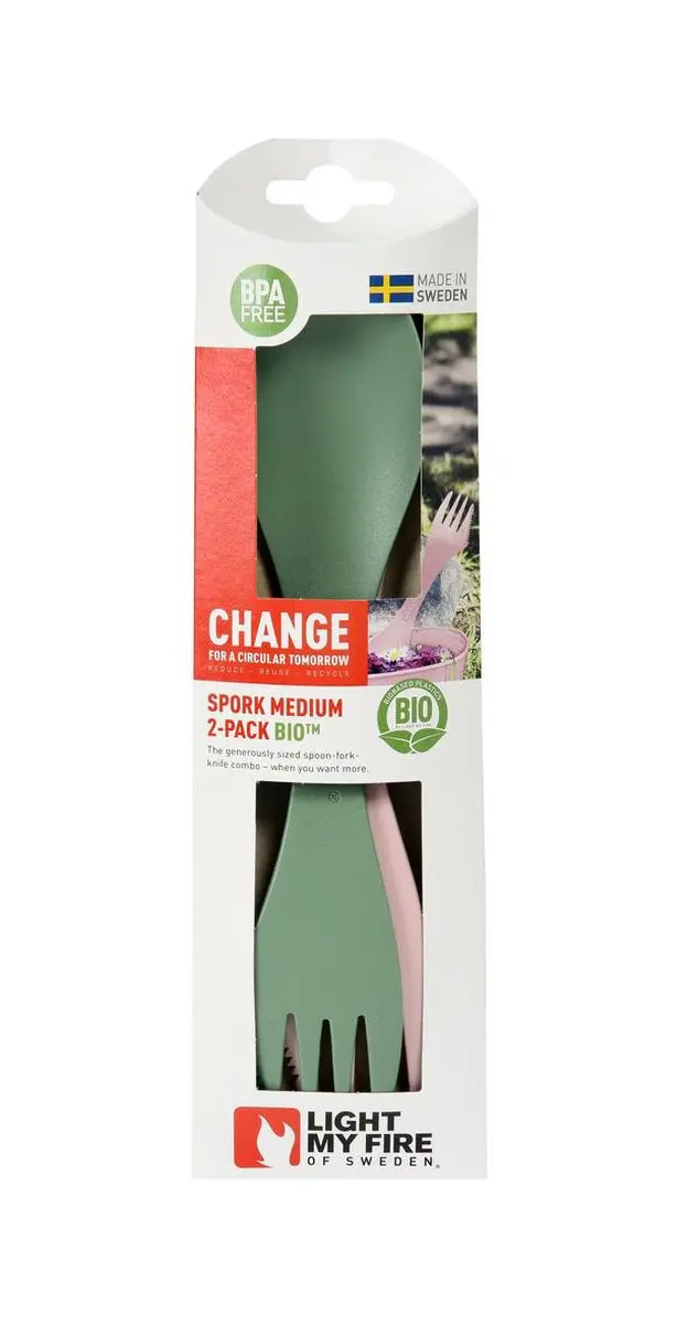 Light My Fire Spork Medium 2-pack - Bio Mint Groen/Oud Roze - afbeelding 2 van 3