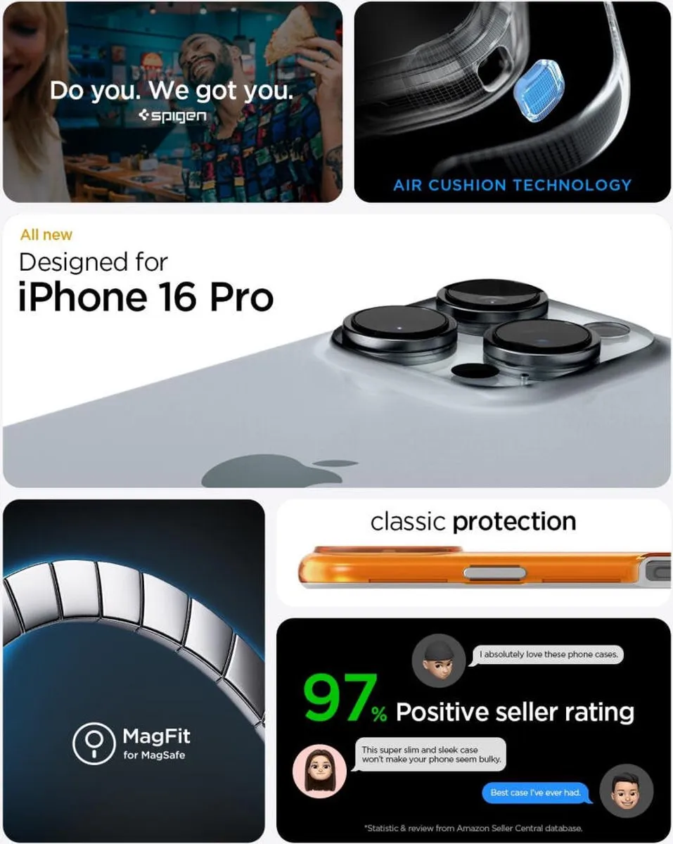 Spigen Classic C1 MagFit Hoesje iPhone 16 Pro - Oranje - afbeelding 6 van 6