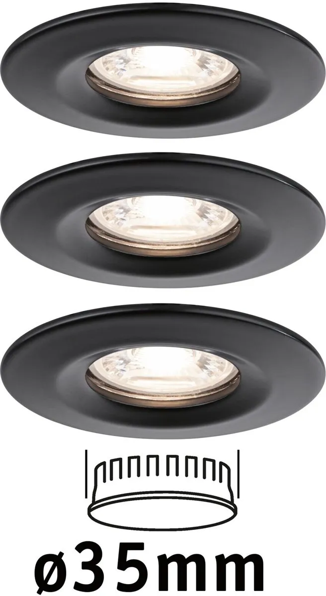 Paulmann Nova Mini Coin Basisset LED-inbouwlamp 3x4W 310lm 2700K - Zwart mat