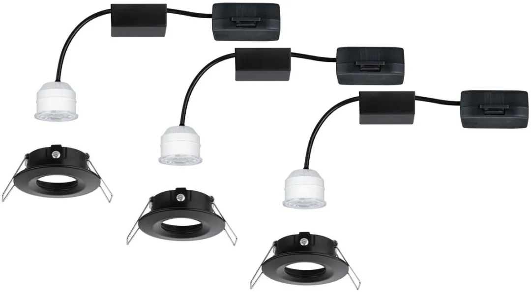 Paulmann Nova Mini Coin Basisset LED-inbouwlamp 3x4W 310lm 2700K - Zwart mat - afbeelding 6 van 6