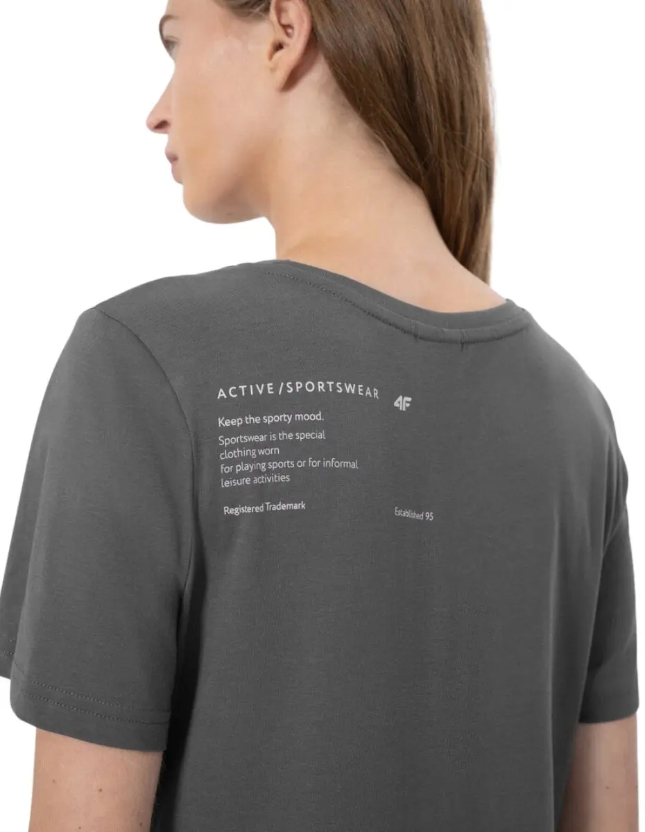 4F Dames T-Shirt Korte Mouwen - Antraciet - XL - afbeelding 4 van 6