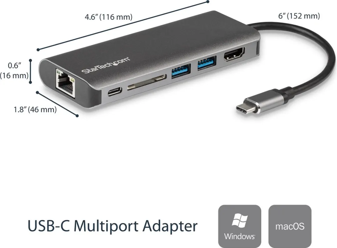 Startech DKT30CSDHPD USB-C Hub - HDMI 4K - 60W - Grijs/Zwart