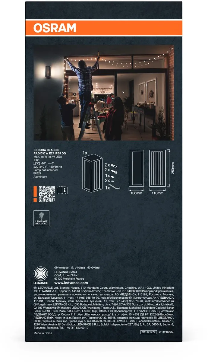 Osram Endura Classic Radick Wandlamp E27 IP65 - Donkergrijs - afbeelding 6 van 6