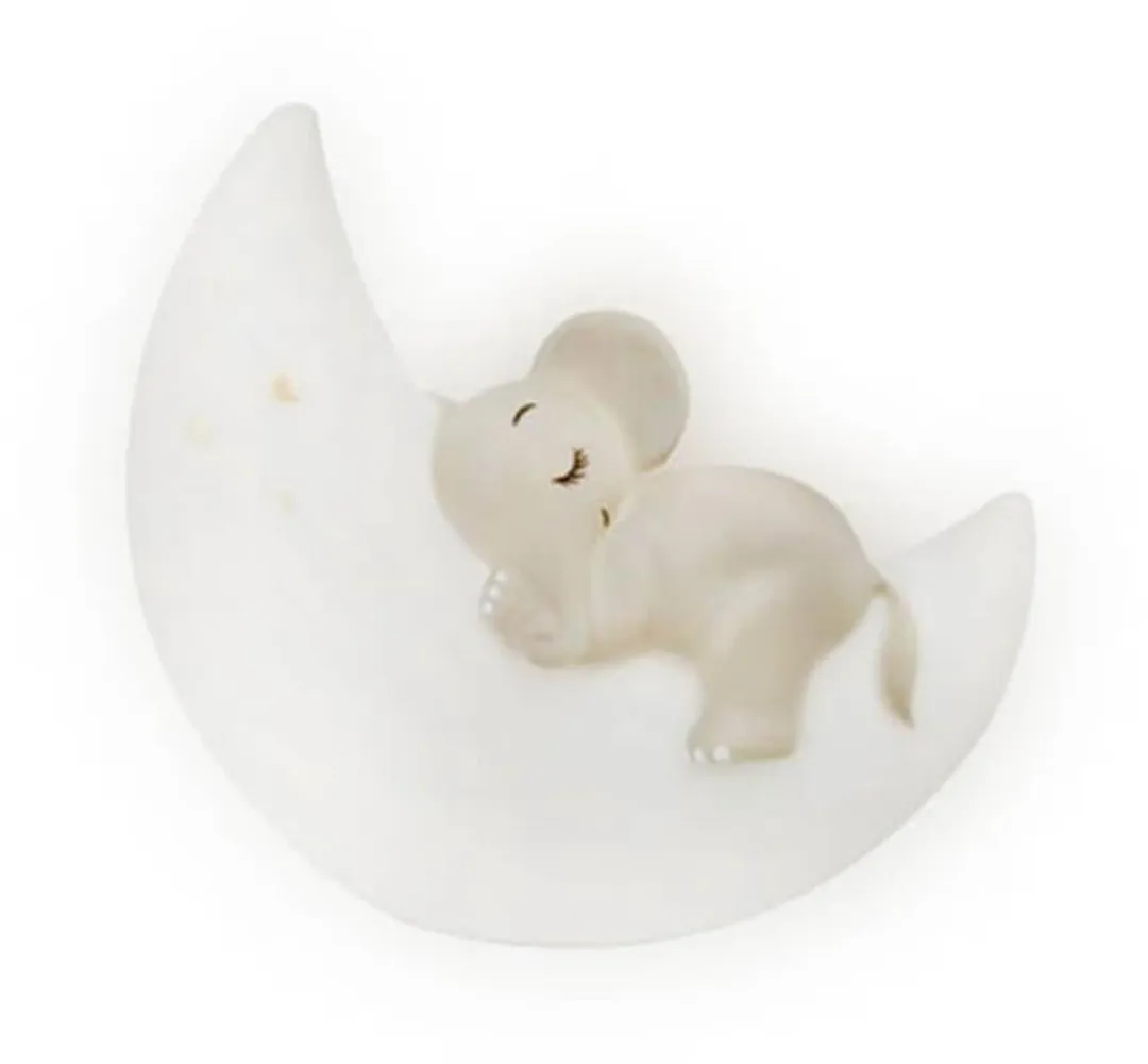 Maan & Olifant Nachtlamp – Nachtlicht 15,5×6,8×13,5 cm – Met 4 Kleuren – Kindvriendelijk