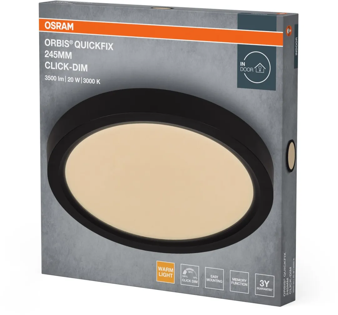 Osram Orbis Quickfix Plafondlamp 20W 245mm - Zwart