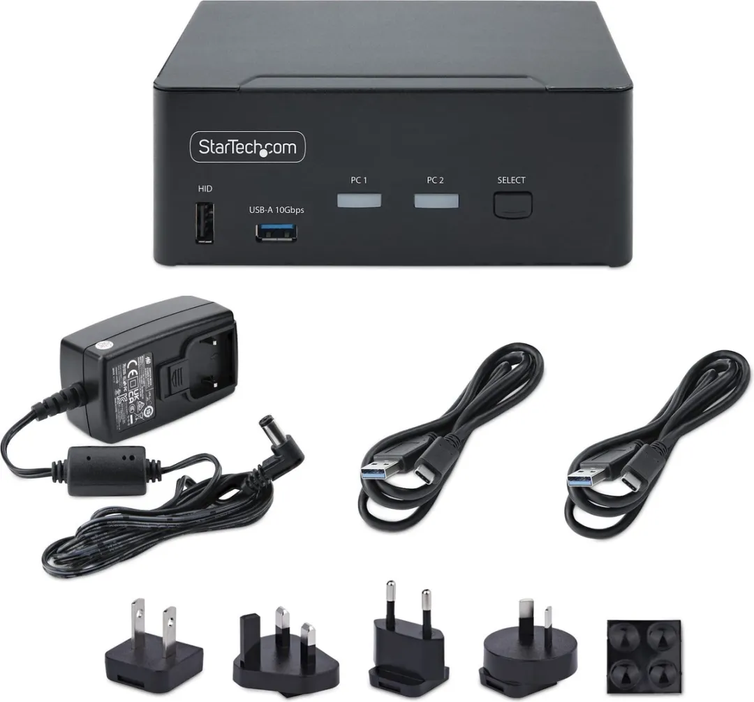 Startech P2CDD143-KVM-Switch Dual-Monitor DisplayPort - 8K 60Hz / 4K 144Hz - Zwart