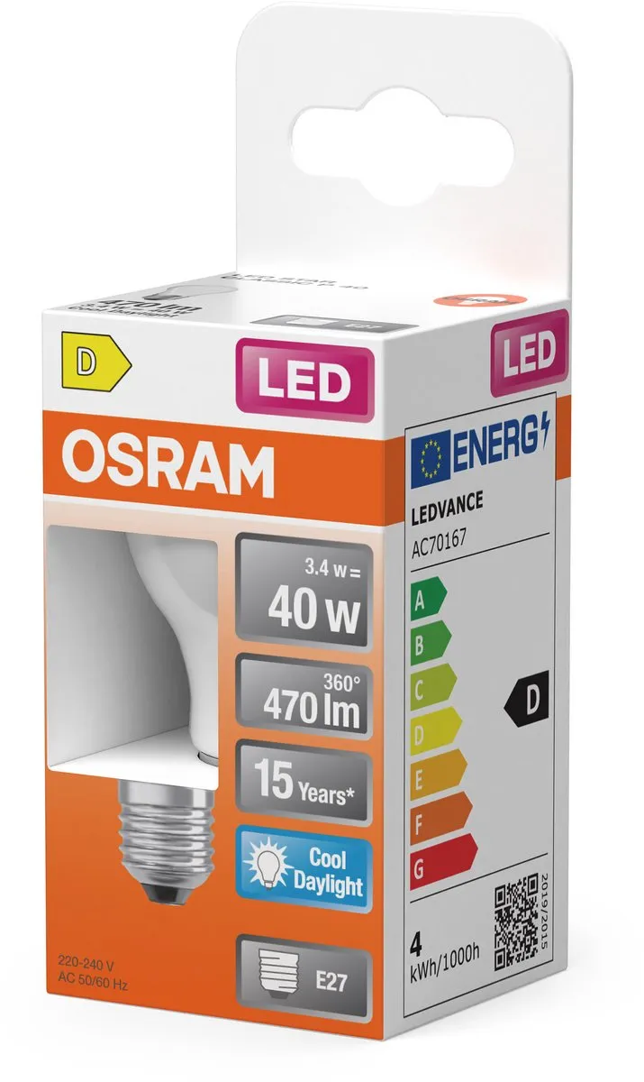 Osram LED Star Globe P40 Filament 3,4W E27 - 470lm 6500K Mat - afbeelding 6 van 6