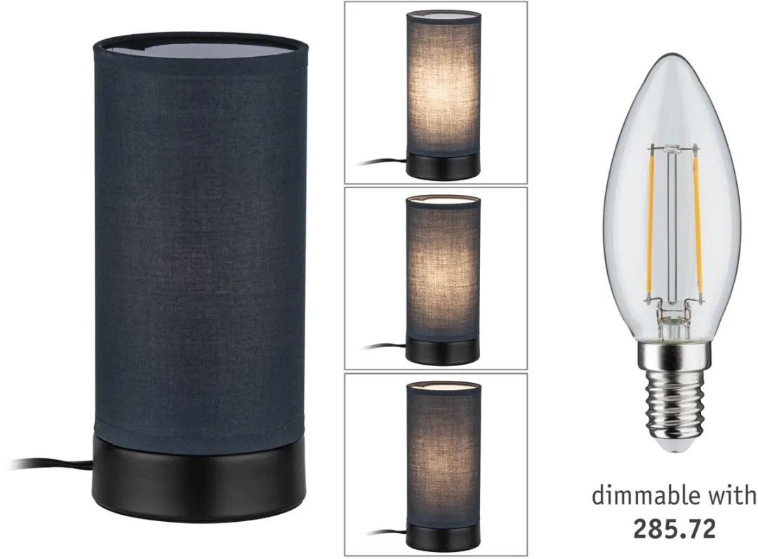Paulmann LED Tafellamp Pia E14 25W - Zwart mat