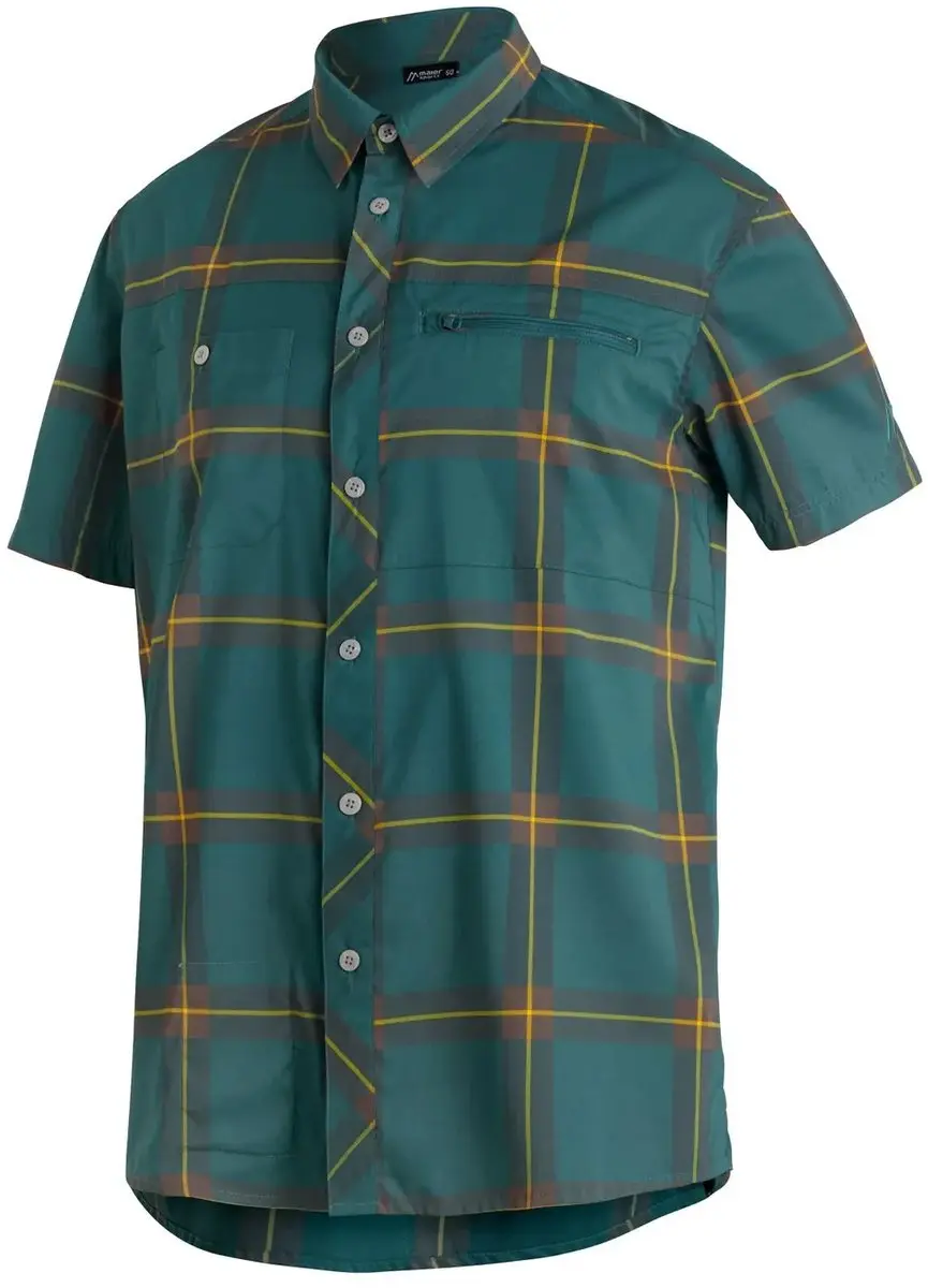 Maier Sports Kasen Shirt - Dark Green Check - 50 - afbeelding 3 van 4