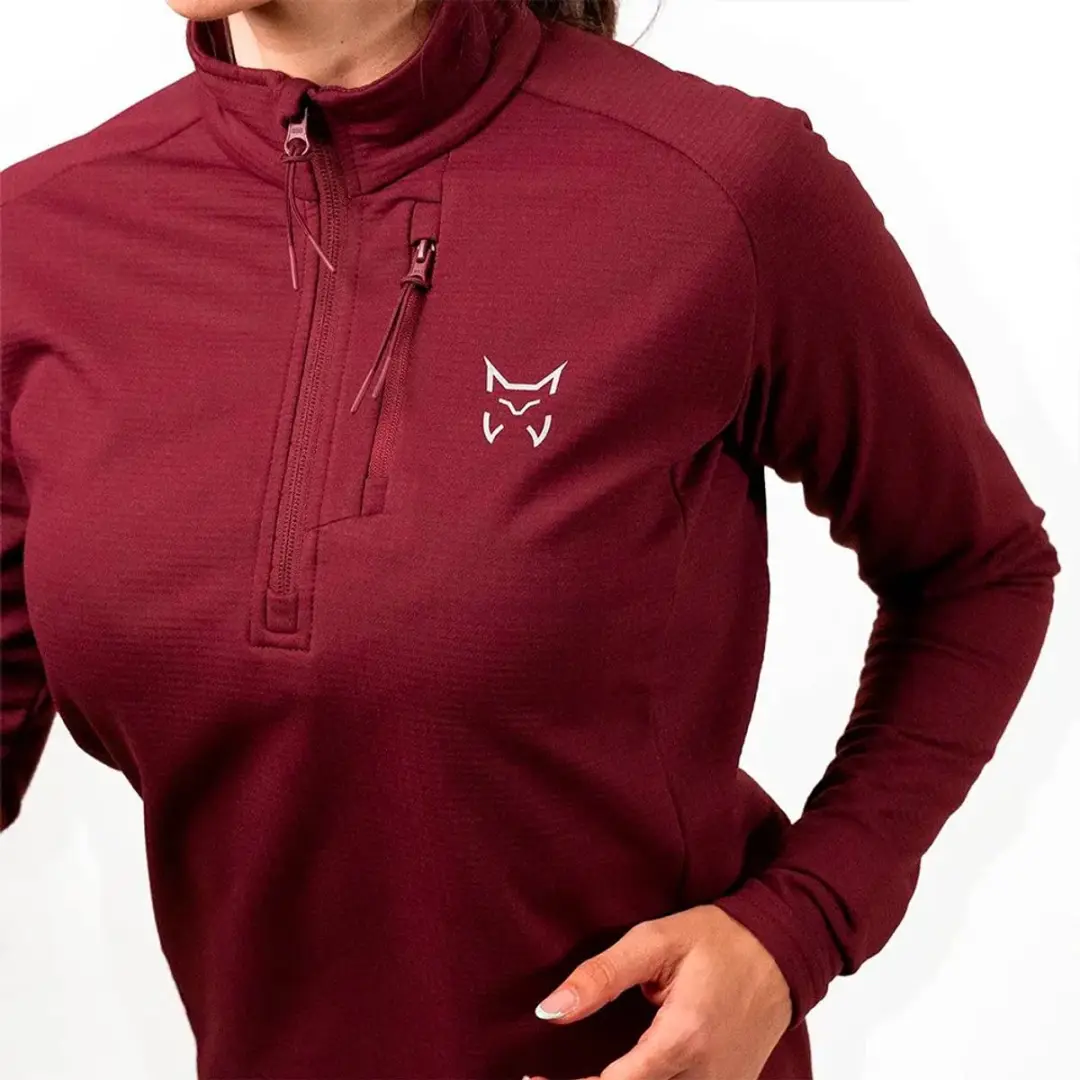 Altus Malaren Half Rits Shirt Lange Mouw - Burgundy - M - afbeelding 3 van 4