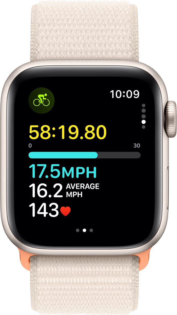 Apple Watch SE 2023 - GPS + Cellular - 40mm - Starlight Aluminium Case with Starlight Sport Loop