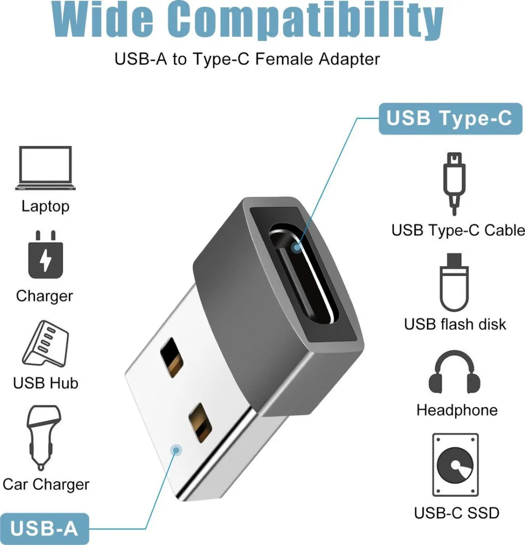 NÖRDIC C-OTG1 USB-C naar OTG Adapter - Grijs