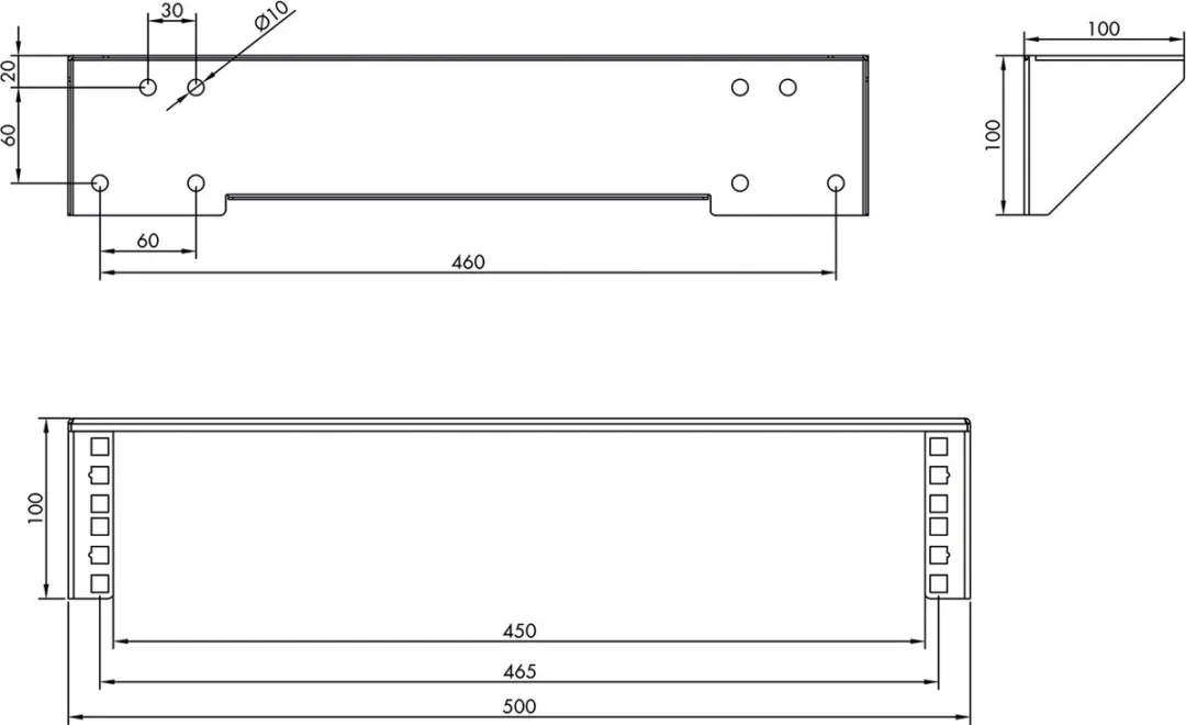 Value 19" Wand-/Ondersteuningsbeugel 2 HE - Zwart - afbeelding 5 van 6