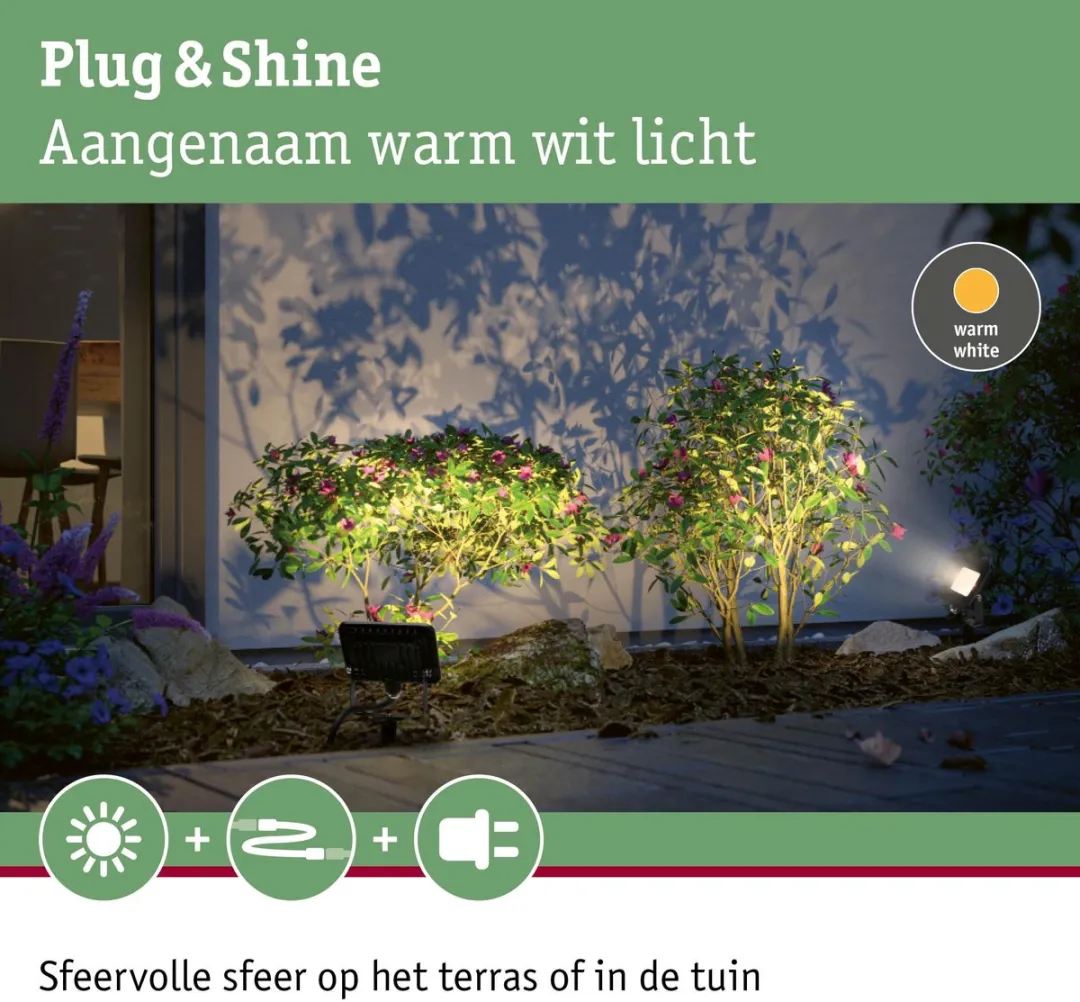 Paulmann Plug & Shine LED Tuinspot IP65 6,8W 3000K - Zwart