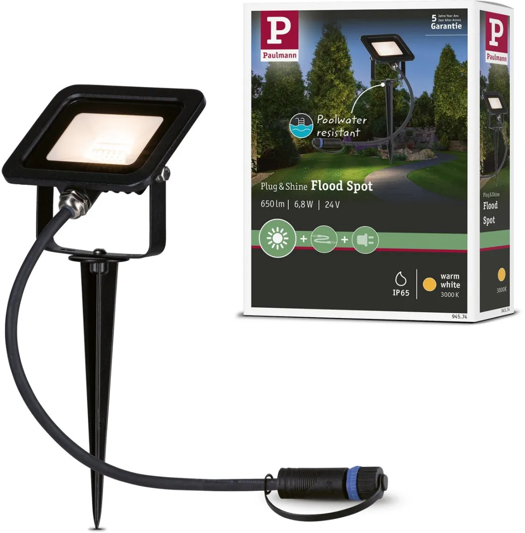 Paulmann Plug & Shine LED Tuinspot IP65 6,8W 3000K - Zwart