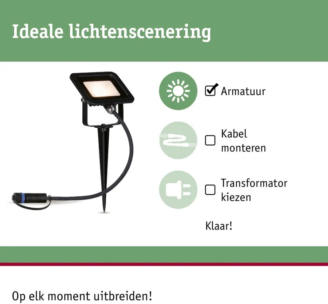 Paulmann Plug & Shine LED Tuinspot IP65 6,8W 3000K - Zwart