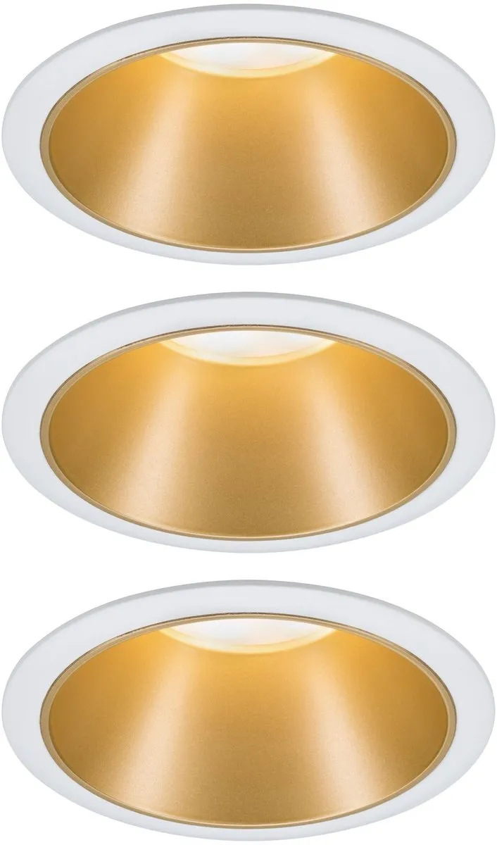 Paulmann LED-inbouwlamp 3-Step-Dim Coin Set 3x6W - 3x460lm 2700K - Wit/Goudmat