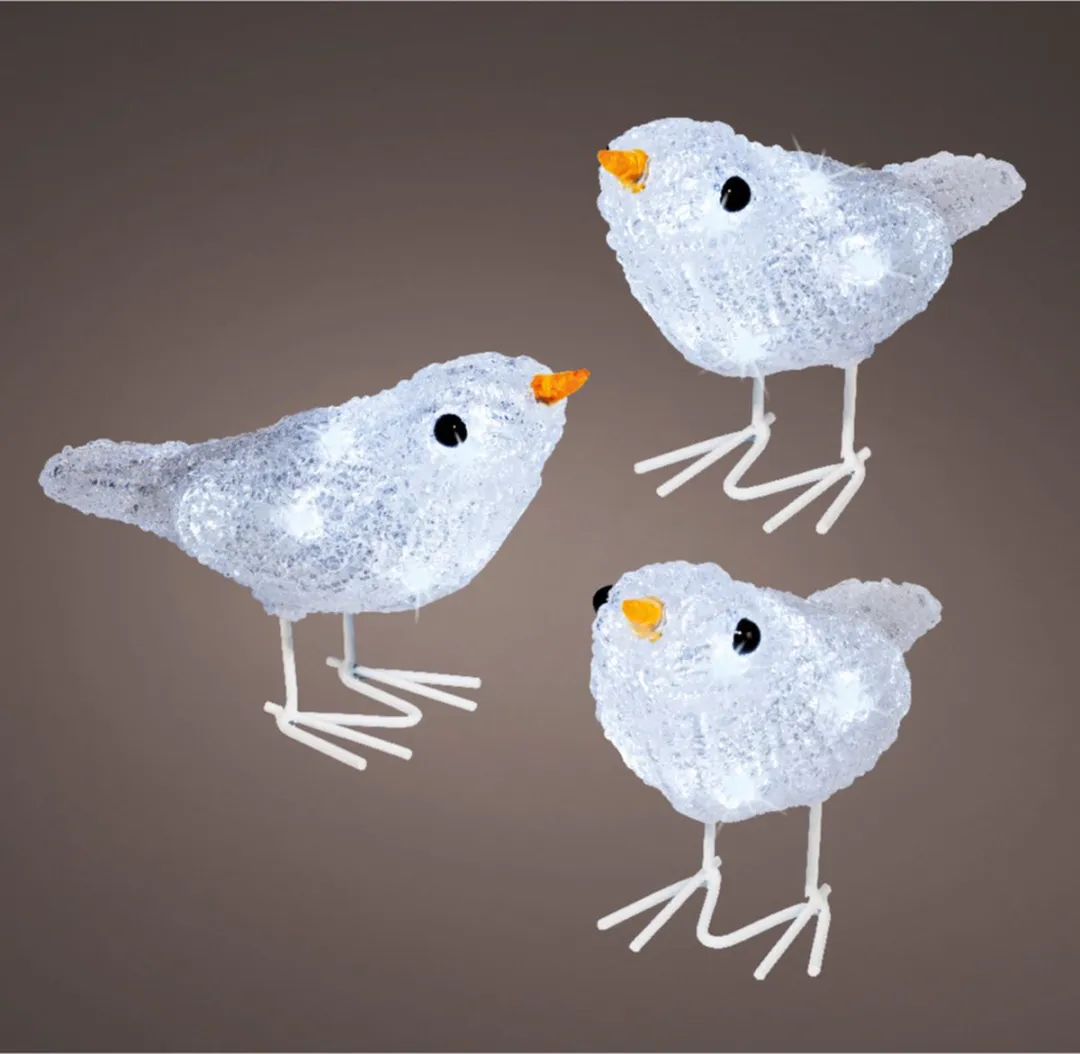 Lumineo Witte Vogels Lichtsnoer - 3 Stuks
