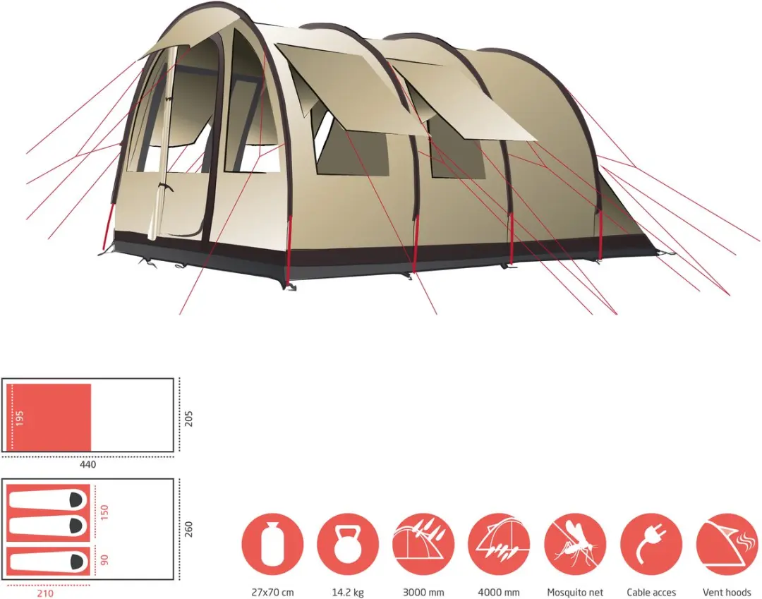 Grand Canyon Helena 3 Tent - 3 Personen - Beige - afbeelding 6 van 6