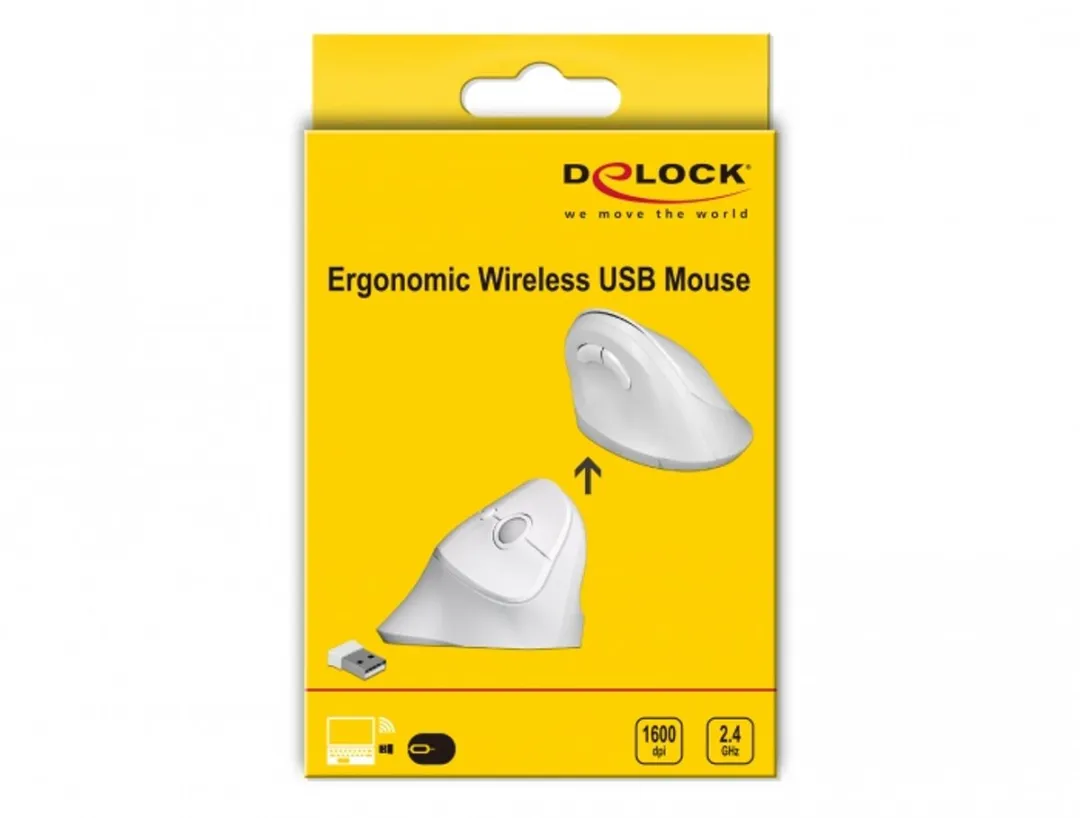 Delock 12596 Draadloze USB Muis - 800-1600 DPI - Wit