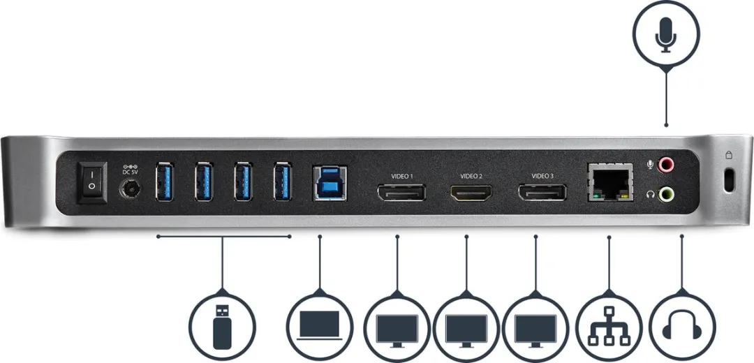 Startech USB3DOCKH2DP Triple Monitor USB 3.0 Docking Station - 2x 4K DisplayPort & HDMI - Zwart