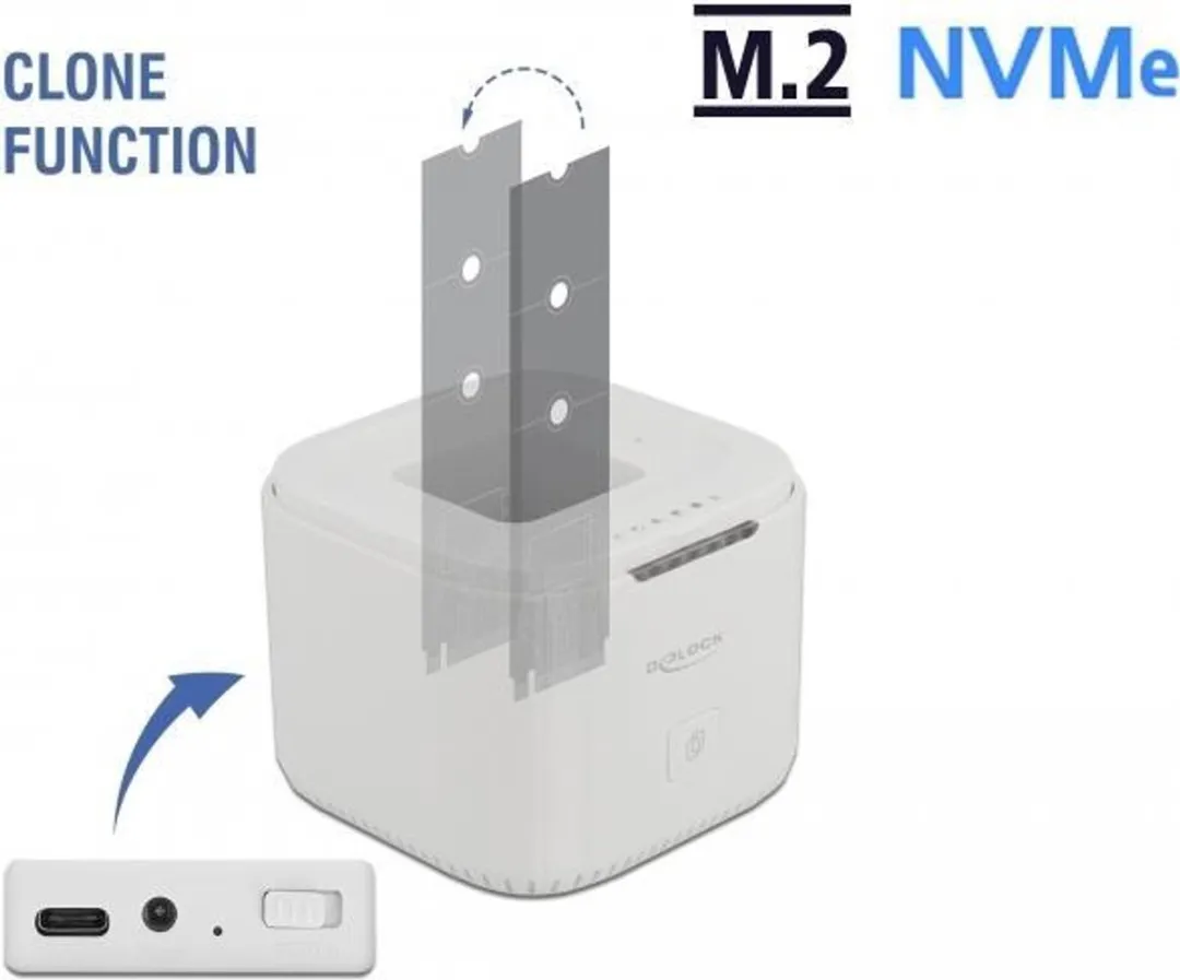Delock 63331 M.2 Docking Station - 2x NVMe PCIe - Clonefunctie - Multicolor