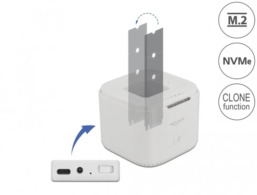 Delock 63331 M.2 Docking Station - 2x NVMe PCIe - Clonefunctie - Multicolor