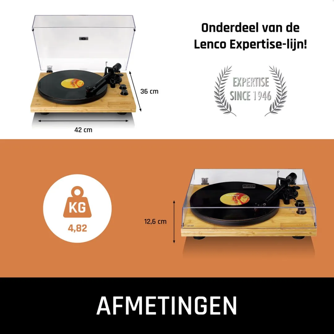 Lenco LBT-335BA Platenspeler - Ortofon 2M Red - Bamboe