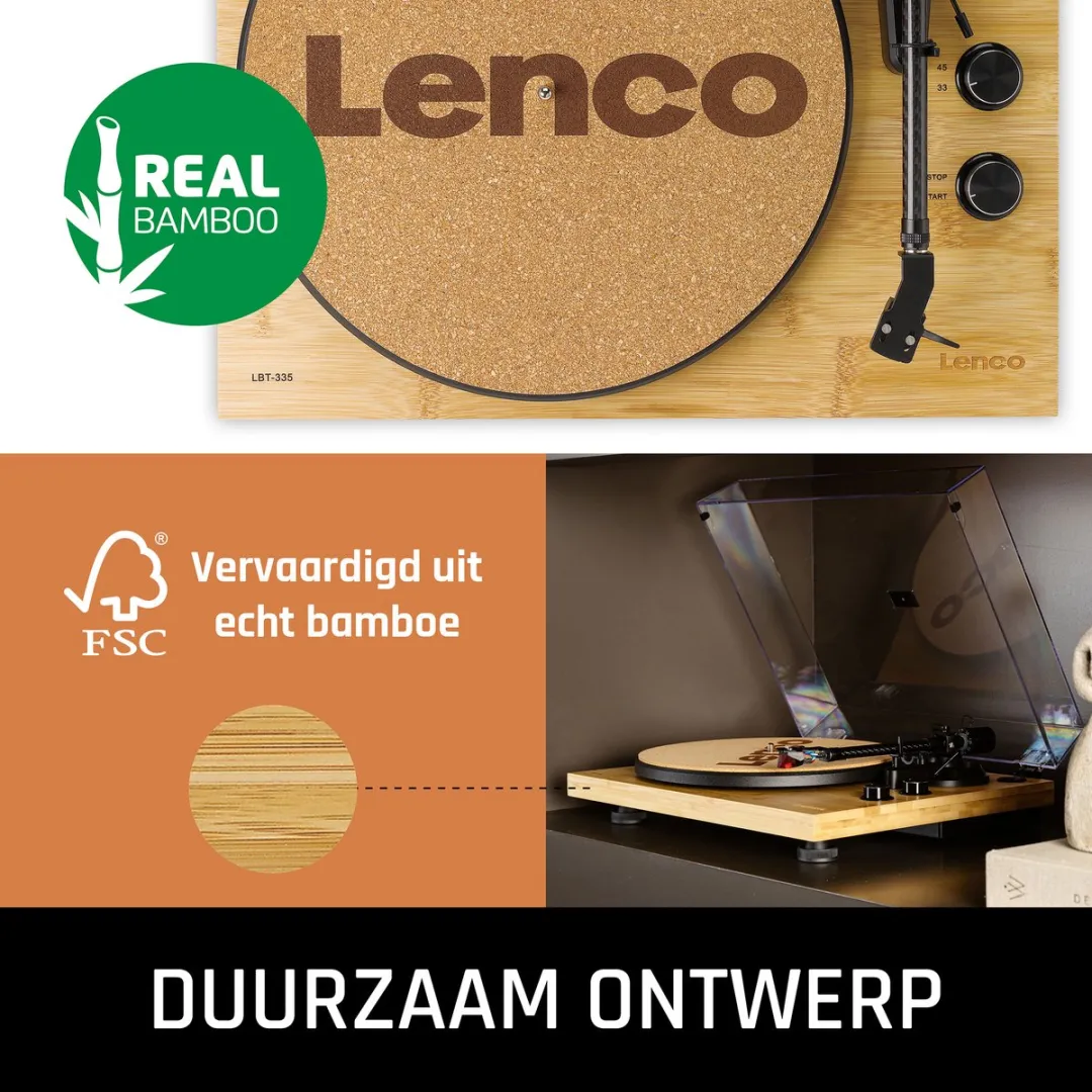 Lenco LBT-335BA Platenspeler - Ortofon 2M Red - Bamboe