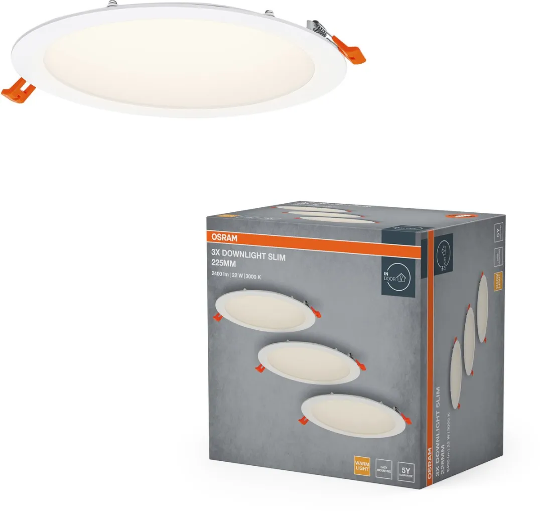 Osram Essential LED Inbouwspot Slim 225mm 22W - 3 Stuks