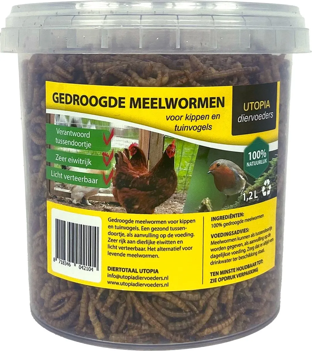 Utopia Gedroogde Meelwormen 1,2 LTR