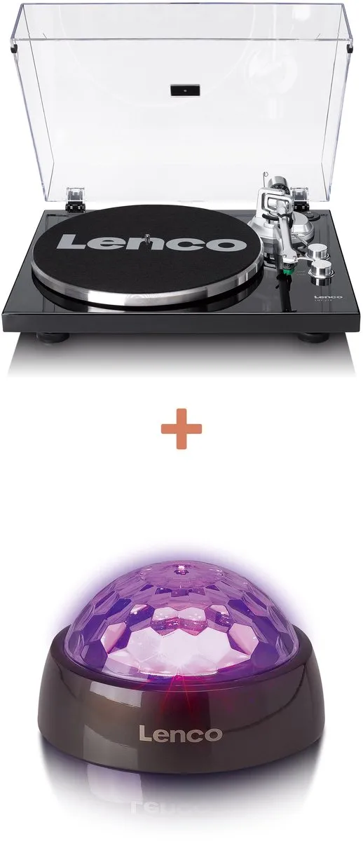 Lenco Platenspeler Bundel LBT-215BK + TTA-180TN - Platenspeler met Bluetooth + Aandrukgewicht met Disco Lichteffect - Expertise Lijn