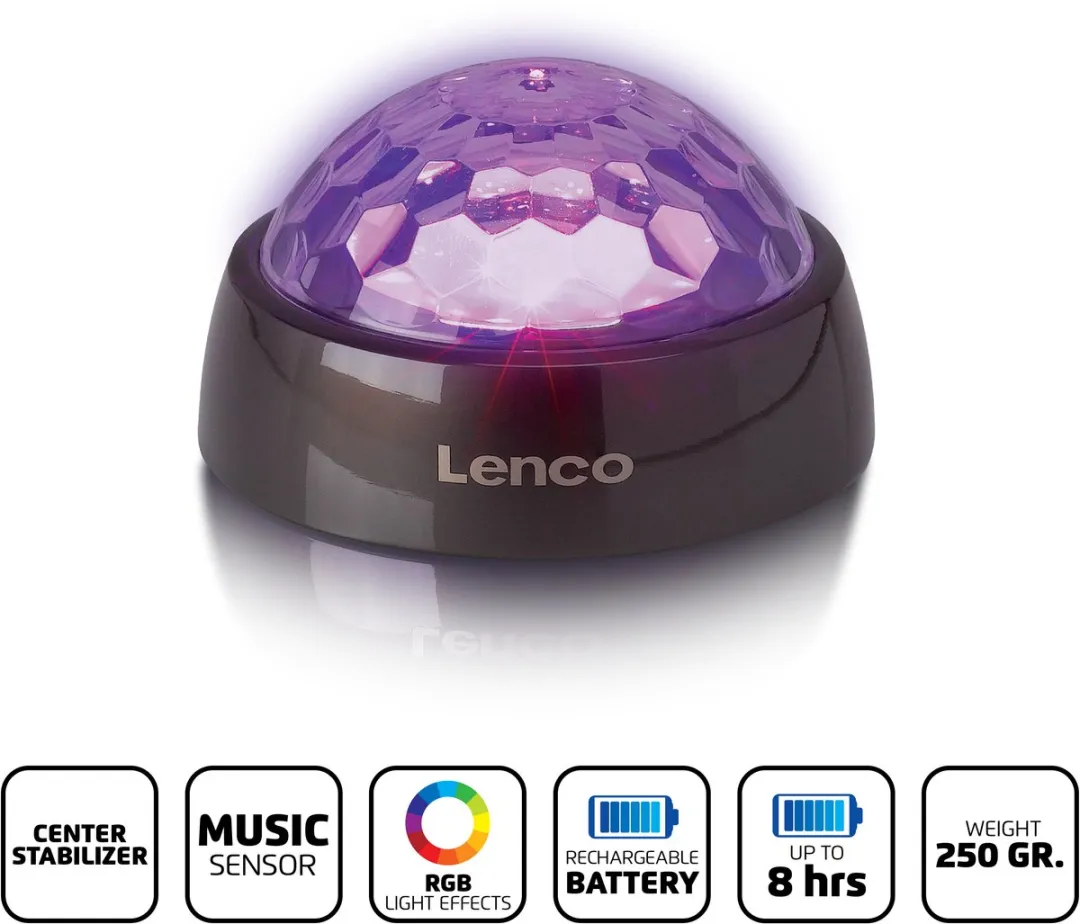Lenco Platenspeler Bundel LBT-215BK + TTA-180TN - Platenspeler met Bluetooth + Aandrukgewicht met Disco Lichteffect - Expertise Lijn