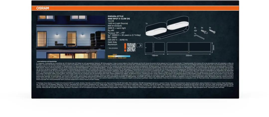 Osram ENDURA Style Mini Spot II 13.5W Donkergrijs - 2 Stuks - afbeelding 6 van 6
