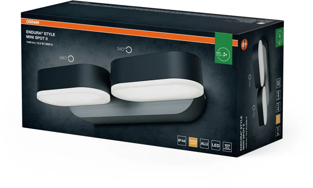 Osram ENDURA Style Mini Spot II 13.5W Donkergrijs - 2 Stuks