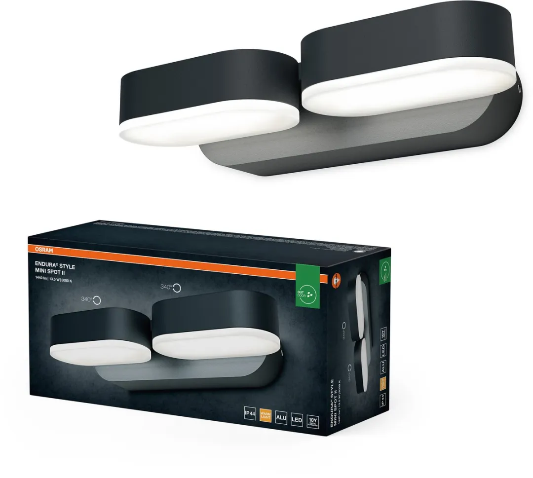 Osram ENDURA Style Mini Spot II 13.5W Donkergrijs - 2 Stuks