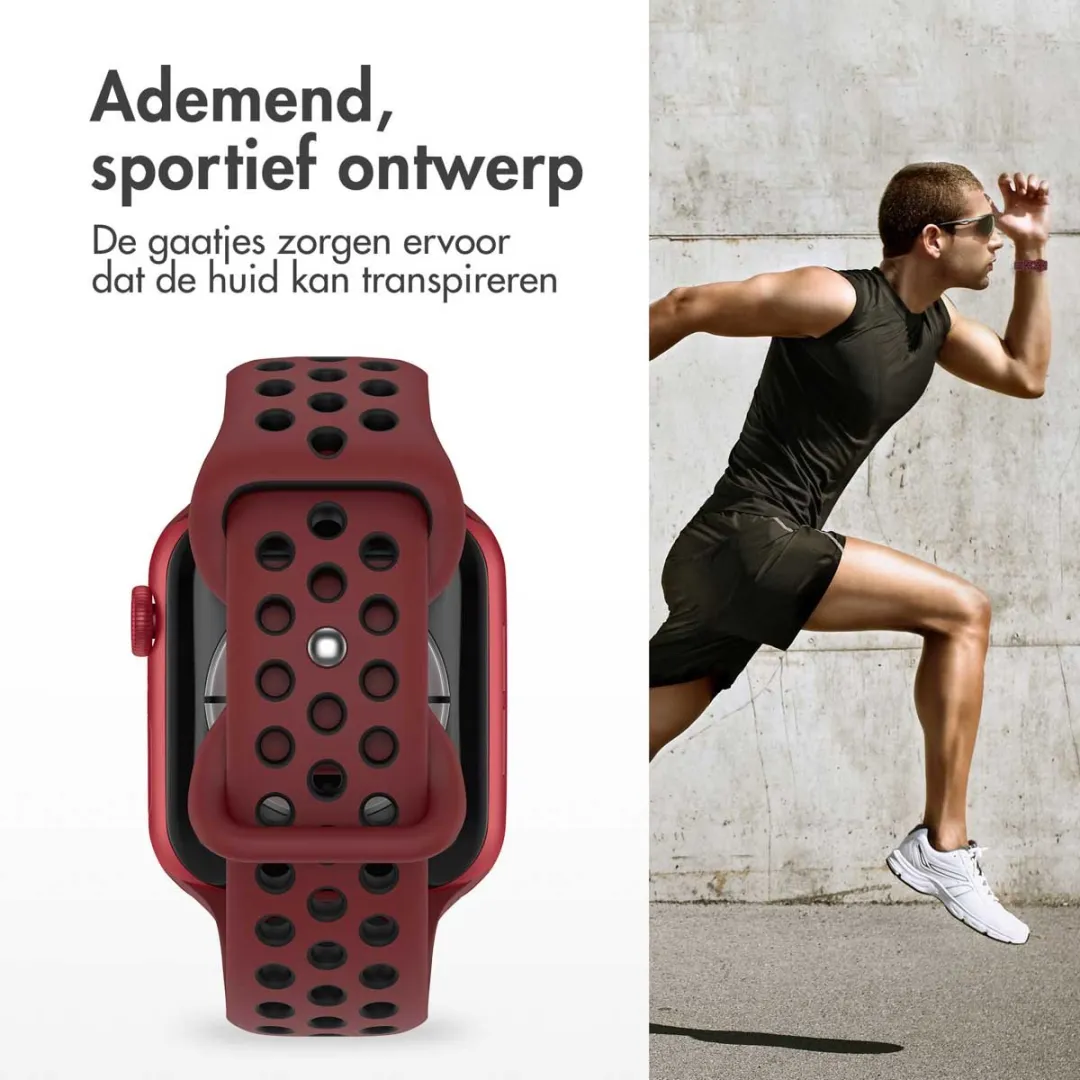 Imoshion Siliconen Sportband Apple Watch 44-49mm - Wine Red & Black