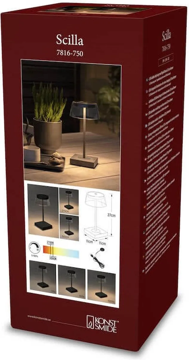Konstsmide Scilla LED Tafellamp Zwart - 3000K