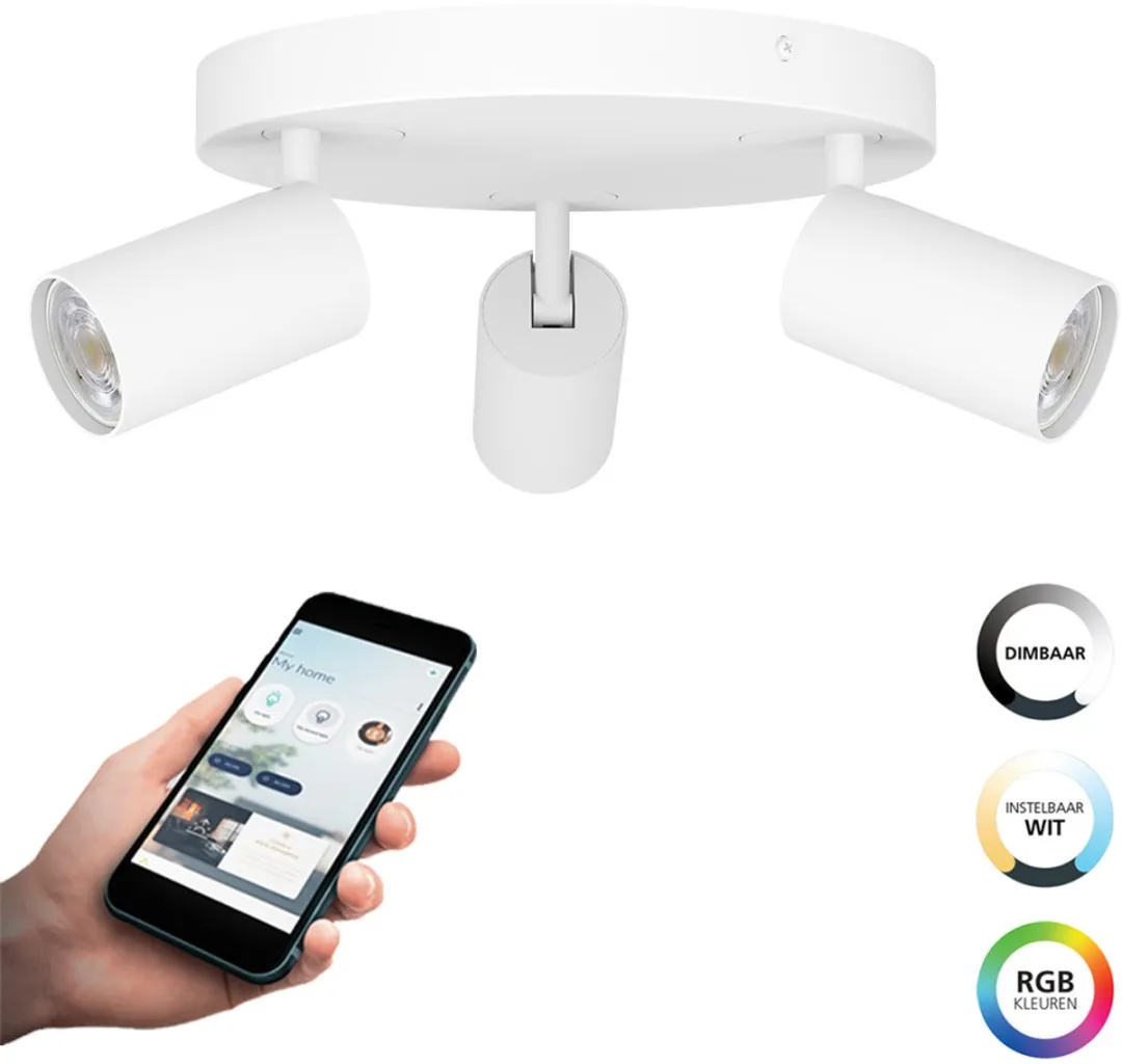 EGLO connect.z Telimbela-Z Smart Spot - GU10 - Ø 25 cm - Wit - Instelbaar RGB & wit licht - Dimbaar - Zigbee