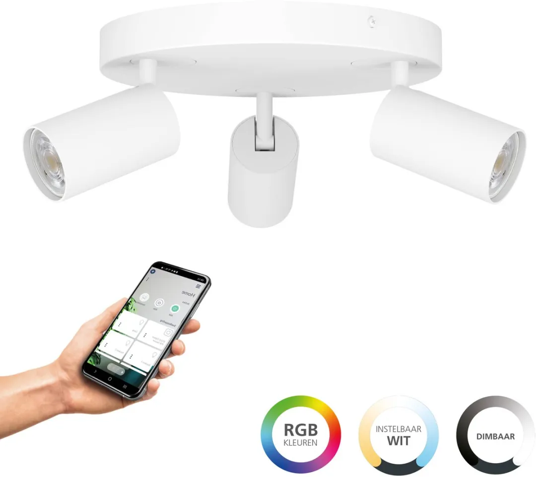 EGLO connect.z Telimbela-Z Smart Spot - GU10 - Ø 25 cm - Wit - Instelbaar RGB & wit licht - Dimbaar - Zigbee