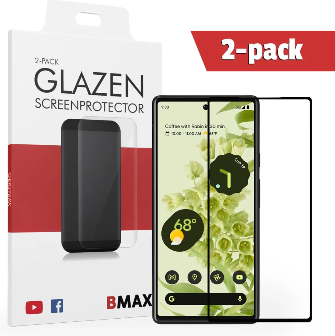 BMAX Google Pixel 6 Screenprotector 2 Stuks - Full Cover - Zwart