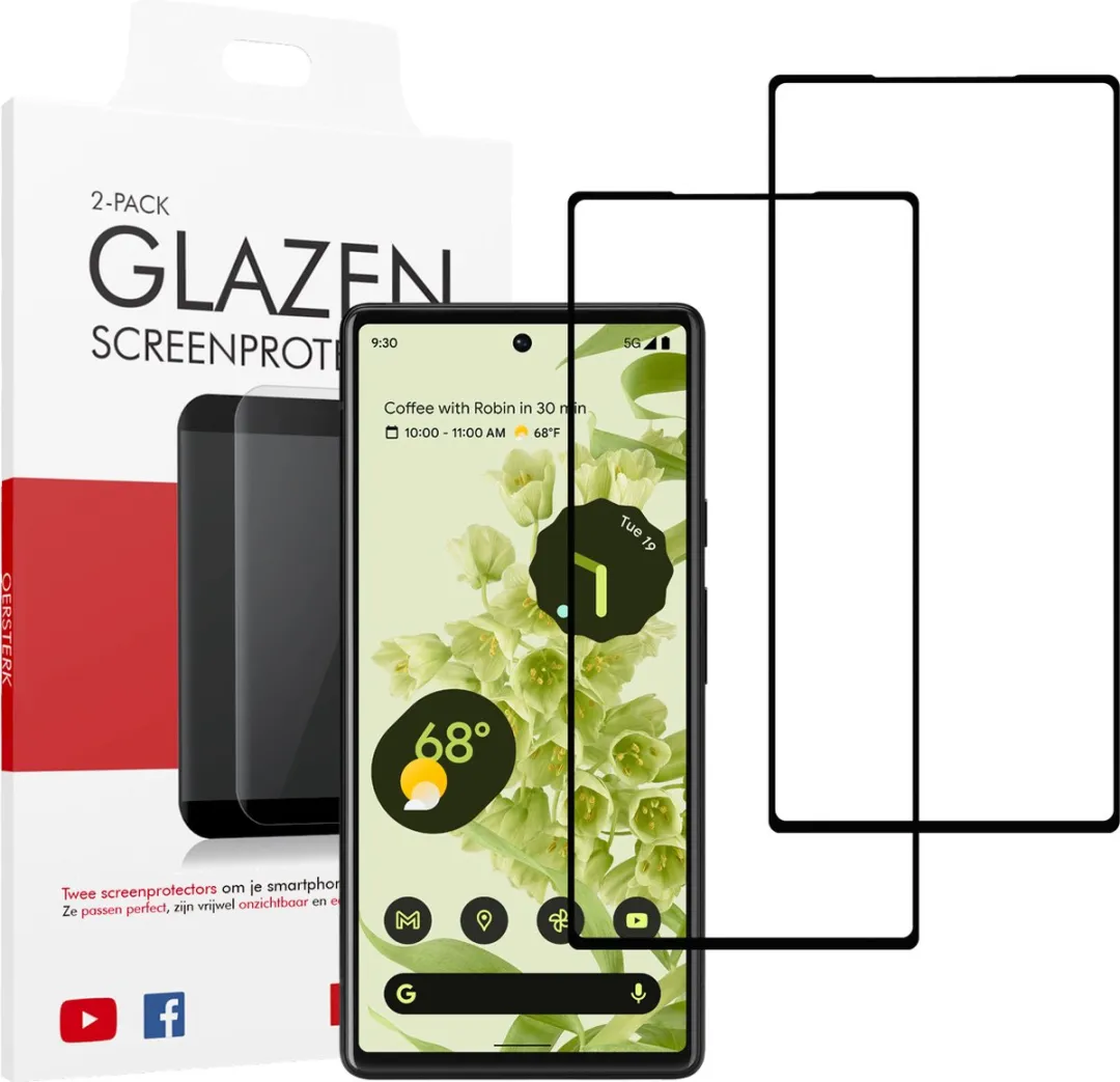 BMAX Google Pixel 6 Screenprotector 2 Stuks - Full Cover - Zwart