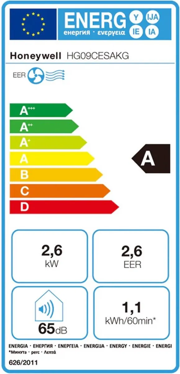 Honeywell HG9CESAKK Mobiele Airco 9000BTU - 35m² - Koeling/Ventilatie/Ontvochtiging - afbeelding 2 van 6