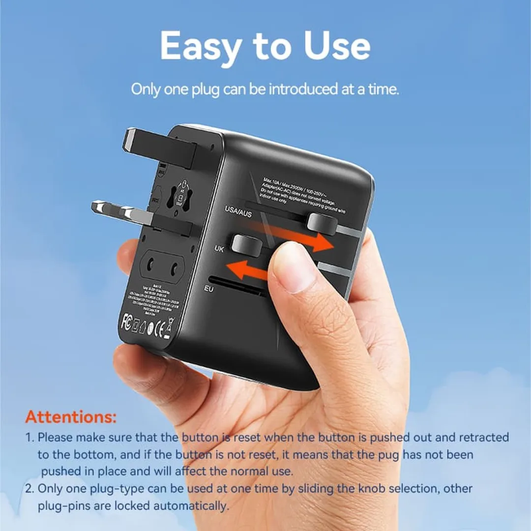 Vention 20W Universele Reizigersadapter 3-Port USB - Zwart