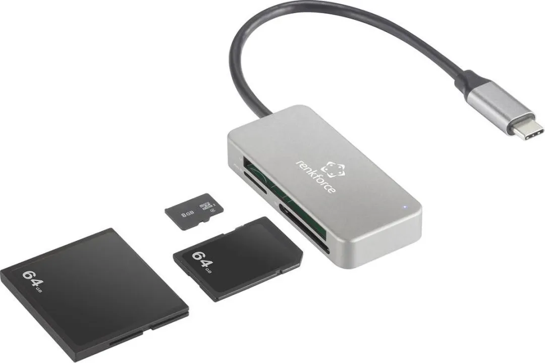 Renkforce RF-PCR-210 Externe Geheugenkaartlezer USB-C - Zilver